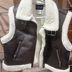 Mark Edwards Brown and Cream Shearling Vest